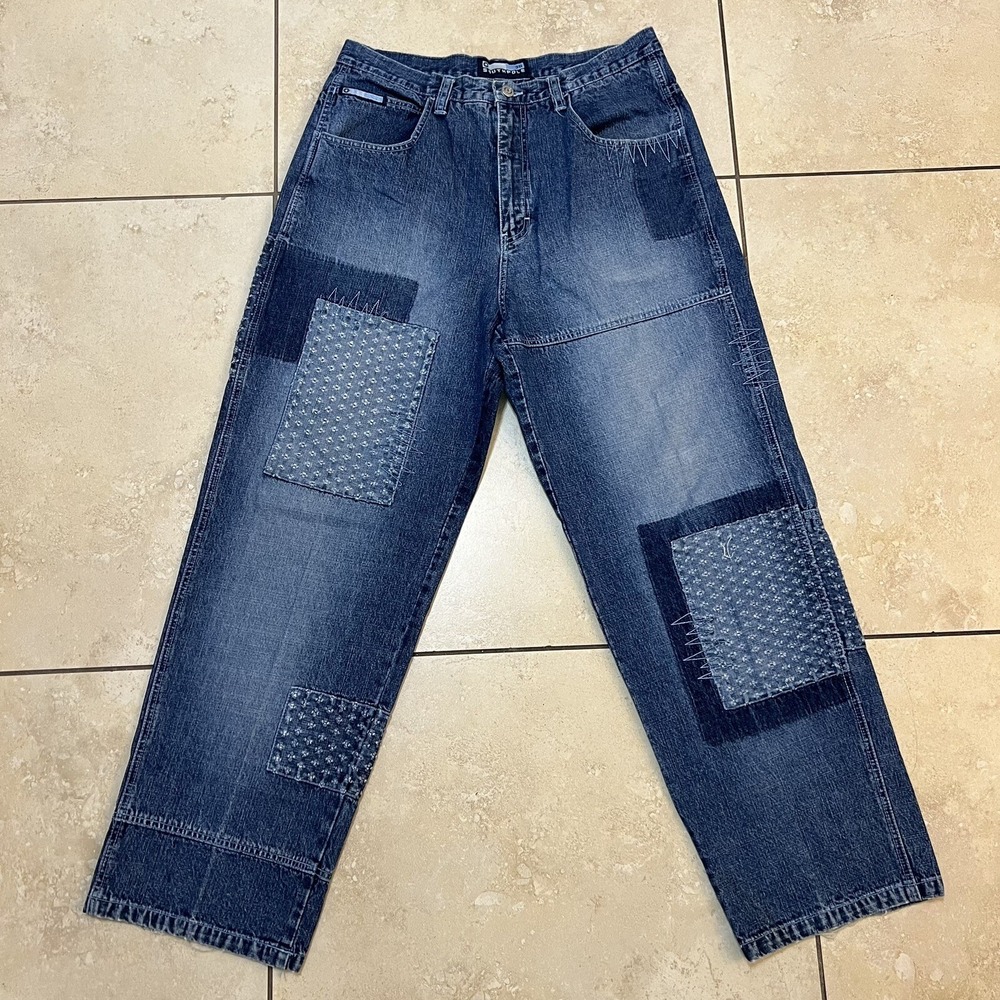 Vintage Y2K Southpole Baggy Jeans 36x32 Jnco Style Skate Grunge Hip Hop Patches